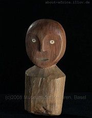 VII687 Eskimo, Puppenkopf aus Holz, Sammlung 1936